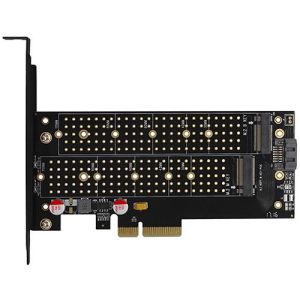 AXAGON PCEM2-D PCI-E 3.0 4x - DUAL M.2 SSD (NVMe + SATA), dual voltage, up to 110mm SSD