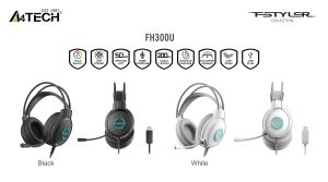А4tech Fstyler FH300U Headphones with microphone USB, Noise Cancelling, White
