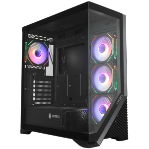 Chassis FC-AR17A-ARGB, 7 slots, 1 x Type C, 2 X USB 3.0, 4 x ARGB, remote, Without PSU, Black