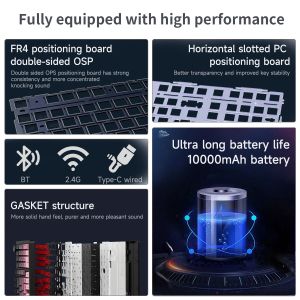 Ajazz Wireless Gaming Mechanical Keyboard AK980 V2 - Gift Switch [Linear] (English US), Black, Gray