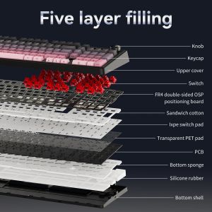 Ajazz Wireless Gaming Mechanical Keyboard AK980 V2 - Gift Switch [Linear] (English US), Black, Gray