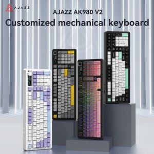 Ajazz Wireless Gaming Mechanical Keyboard AK980 V2 - Gift Switch [Linear] (English US), Black, Gray