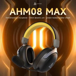 Ajazz безжични геймърски слушалки Wireless Gaming Headphones - AHM08 MAX Black, Gray, Yellow - Bluetooth , 2.4G