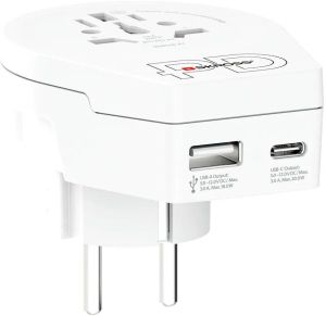 Адаптер SKROSS World to Europe 1500295E, USB, Бял