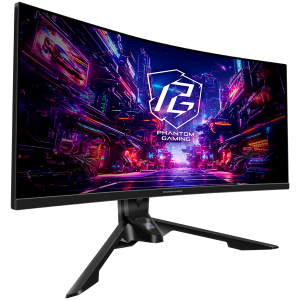 Asrock Curved Gaming Monitor, 34" WQHD(3440x1440) 1500R VA, 180 Hz, 123% sRGB, 3000:1, 550 cd/m², 178º/178º, 1ms (MPRT), Flicker-free, Height, Swivel, Tilt, 2x 2W, 2x HDMI 2.0, 2x DP 1.4, 5x USB 3.2, 1x Audio Jack (3.5mm), Wi-Fi Antenna, 3Y