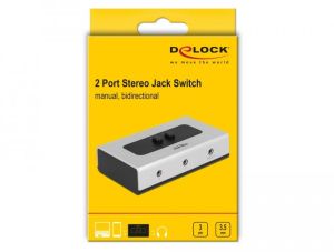 Превключвател Delock, Ръчен, 3 x 3.5 mm Jack, Черен/Сив