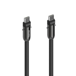 Hama Кабел за зареждане, USB-C, 2 в 1 с връзка за телефон, 1.2 m, черен