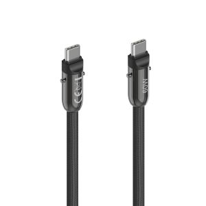 Hama Кабел за зареждане, USB-C, 2 в 1 с връзка за телефон, 1.2 m, черен