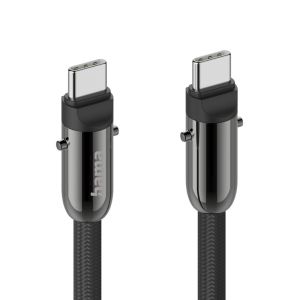 Hama Кабел за зареждане, USB-C, 2 в 1 с връзка за телефон, 1.2 m, черен