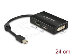 Adapter Delock mini DisplayPort 1.1 male to DisplayPort / HDMI / DVI female black