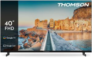 Телевизор Thomson 40" FHD Google TV; 1920 x 1080 (FHD), DLED, 60 Hz, HDR10, Dolby Audio, Google Cast, DVB-T/T2/C/S/S2, Wi-Fi, Bluetooth, LAN, HDMI 3 (1.4), USB 2 (2.0), Hotel mode, Side Feet, Black