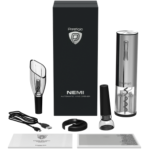 Nemi, Electric wine opener, aerator, vacuum preserver, Silver color