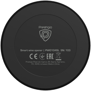 Prestigio Maggiore, smart wine opener, 100% automatic, opens up to 70 bottles without recharging, foil cutter included, premium design, 480mAh battery, Dimensions D 48*H228mm, black + silver color.