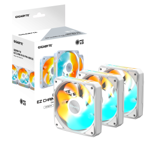 Комплект вентилатори 3-Pack GIGABYTE AORUS EZ CHAIN RVS FAN 120 ICE, 120x120x25mm ARGB