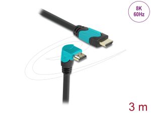 Delock Кабел HDMI, 90°, 48 Gbps 8K 60 Hz, 3 м
