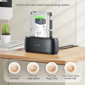 Orico Storage - HDD/SSD Dock - 2.5/3.5 inch USB-C/A - DD18C3-EU-BK