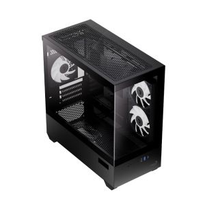AeroCool кутия Case mATX - P300D Digi-G-BK-v1 - Digital Display, USB-C, 3 x 120 mm A-RGB