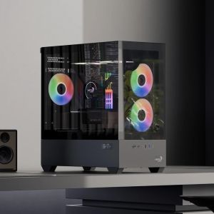 AeroCool кутия Case mATX - P300D Digi-G-BK-v1 - Digital Display, USB-C, 3 x 120 mm A-RGB