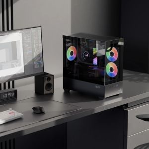 AeroCool кутия Case mATX - P300D Digi-G-BK-v1 - Digital Display, USB-C, 3 x 120 mm A-RGB