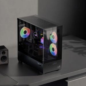 AeroCool кутия Case mATX - P300D Digi-G-BK-v1 - Digital Display, USB-C, 3 x 120 mm A-RGB