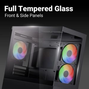 AeroCool кутия Case mATX - P300D Digi-G-BK-v1 - Digital Display, USB-C, 3 x 120 mm A-RGB