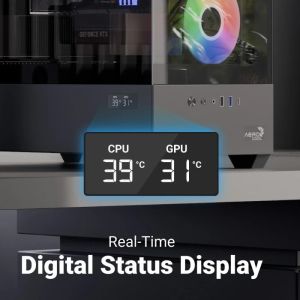 AeroCool кутия Case mATX - P300D Digi-G-BK-v1 - Digital Display, USB-C, 3 x 120 mm A-RGB