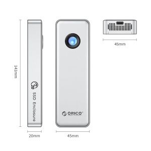 Orico Storage - Case - M.2 NVMe M key - USB-C/A, 20Gbps, Built-in Air Cooling, Aluminium - OUM2-G20-SV