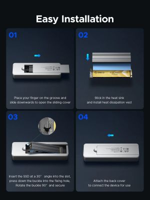 Orico Storage - Case - M.2 NVMe M key - USB-C/A, 20Gbps, Built-in Air Cooling, Aluminium - OUM2-G20-SV