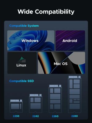 Orico Storage - Case - M.2 NVMe M key - USB-C/A, 20Gbps, Built-in Air Cooling, Aluminium - OUM2-G20-SV