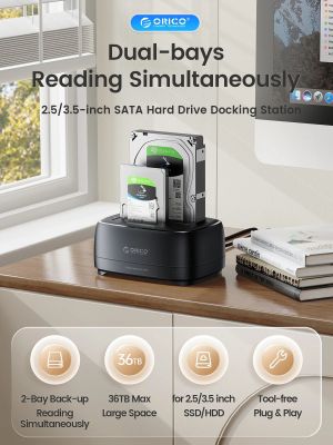 Orico докинг станция Storage - HDD/SSD Dock - 2 BAY Offline Clone 2.5/3.5 USB-C/USB-A - DD28C3-C