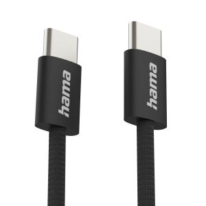 HAMA Кабел за зареждане "Fabric", USB-C - USB-C, 1 m, Nylon, черен