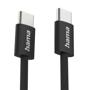 HAMA Кабел за зареждане "Fabric", USB-C - USB-C, 1 m, Nylon, черен