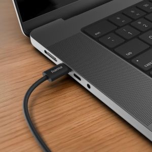 HAMA Кабел за зареждане "Fabric", USB-C - USB-C, 1 m, Nylon, черен