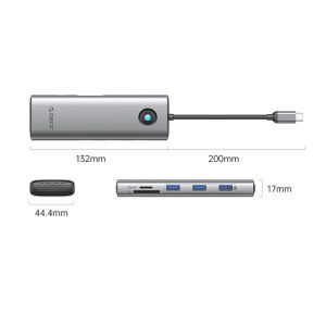 Orico докинг станция Docking Station Type-C - PW11-9P-GY-EP - HDMI x 1, VGA x 1,  USB3.0 x 3, USB-C PD100W x 1, LAN x 1 (1Gbps), SD/TF