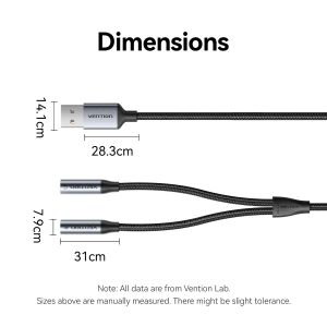 Vention USB Sound card 2-Port 0.25M Gray - CVHHC