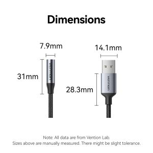 Vention USB Sound card 1-Port 0.25M Gray - CVFHC