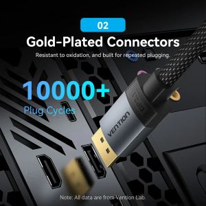 Vention Cable - Display Port v2.1 DP M / M Black 16K@60Hz, 2M - HGBHH