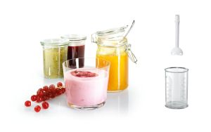 Mixer Bosch MFQ36440, Hand mixer, ErgoMixx, 450 W, Included blender & transparent jug, White
