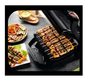 Barbecue Tefal GC714834, Optigrill+ Black Snacking, 600cm2 cooking surface, snacking tray, automatic cooking sensor, 6 automatic programs, 4 adjustable temp., cooking level indicator, non-stick die-cast alum. Plates