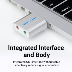 Vention USB Sound card - Headphones, Mic, Silver - VAB-S13