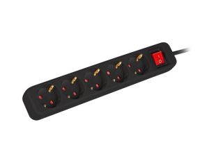 Разклонител Lanberg power strip 3m, 5 sockets, french with circuit breaker quality-grade copper cable, black