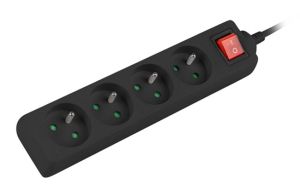 Разклонител Lanberg power strip 1.5m, 4 sockets, french with circuit breaker quality-grade copper cable, black