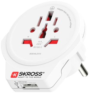 Адаптер SKROSS World to Europe 1500266, USB, Бял