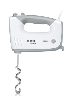Mixer Bosch MFQ36400, Hand mixer, 450 W, 5 speed settings, additional pulse/turbo setting, white/grey