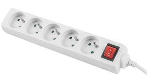 Разклонител Lanberg power strip 3m, 5 sockets, french with circuit breaker quality-grade copper cable, white