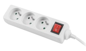 Разклонител Lanberg power strip 3m, 3 sockets, french with circuit breaker quality-grade copper cable, white