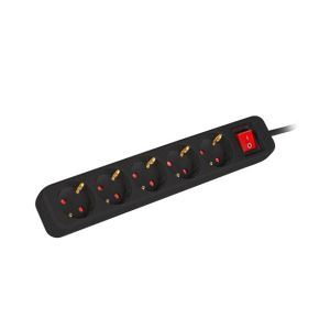 Разклонител Lanberg power strip 1.5m, 5 sockets, french with circuit breaker quality-grade copper cable, black