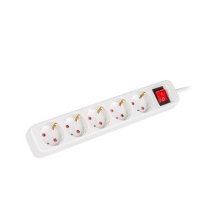 Разклонител Lanberg power strip 1.5m, 5 sockets, french with circuit breaker quality-grade copper cable, white