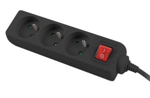Разклонител Lanberg power strip 1.5m, 3 sockets, french with circuit breaker quality-grade copper cable, black
