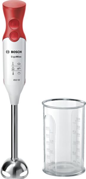 Пасатор Bosch MSM64110, Blender, 450 W, Included transparent jug, White, red